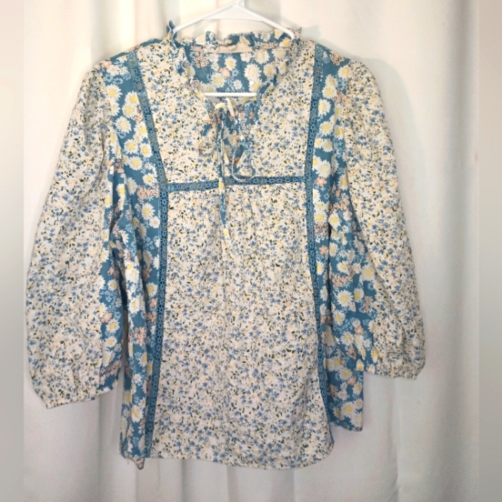 Solitaire Floral Peasant Top Large Embroidered Cottage Bloomcore Prairie